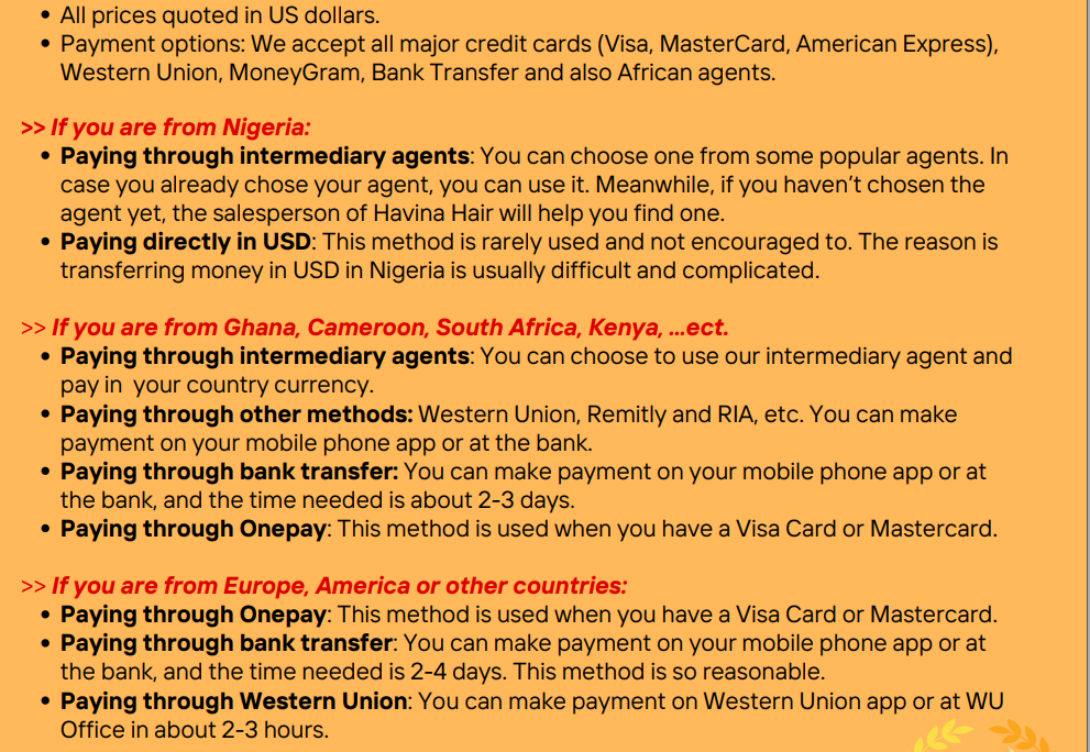 We accept various forms of international payment to provide the best experience for our customers.